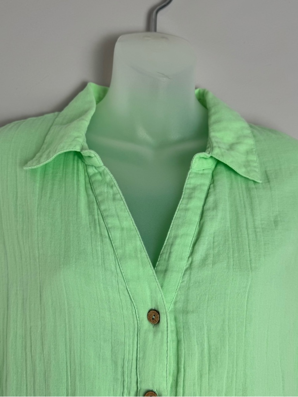 Soft Surroundings Escambia Gauze Green Cotton Tunic Button Up Shirt Size Large - Picture 5 of 9